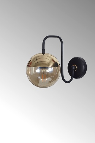 Luzarana Siesta Gold-siyah Metal Gövde Bal Rengi Camlı Tasarım Aplik Sarı