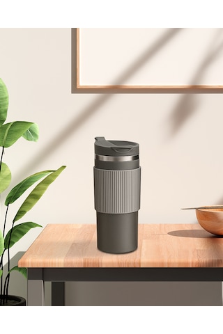 Silikon Kılıflı Gri Paslanmaz Termos 500ml Gri