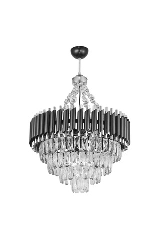 Palmira 55'lik Prizma Kesim Kristal Taşlı Lüks Avize - Siyah-krom Siyah-Krom