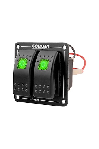 Goldsea Switch Panel Slim Model 2 Anahtar Yeşil Led 12 - 24V Yeşil