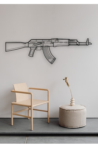 Ak-47 Desenli Siyah Metal Duvar Süsü