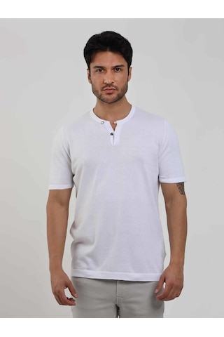 Dufy Beyaz Erkek Slim Fit Düz Düğmeli O Yaka Kazak - 104626-beyaz Beyaz