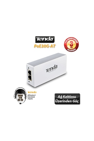 Tenda Poe30G-At Gigabit Poe Enjektörü 802.3Af/At Poe30G-At