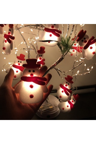 Ximistore9 Kar Karakteri Led Işık Zinciri Noel Giyim Ve Dekorasyonu - Sıcak Beyaz 1.65m 10 Işık Pilli
