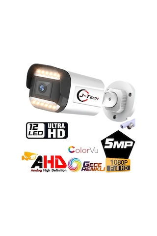 J-tech 7070 5mp 12 Led Sony Lens Gece Renkli Warm Light 1080p Ahd Güvenlik Kamera