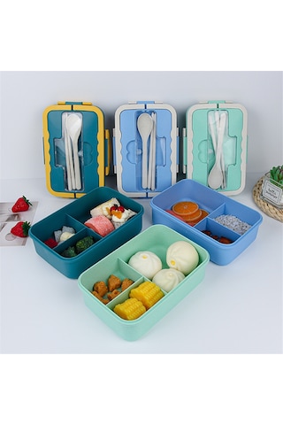 Xurunkeji Yetişkinler İçin Bento Kutusu - 3 Bölmeli Sızdırmaz Öğle Yemeği Kabı, Mikrodalga Ve Bulaşık Makinesinde Yıkanabilir, Yeniden Kullanılabilir Salata Ve Atıştırmalık Kutusu Yeşil