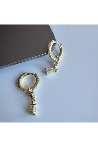 Masaliko Sallantılı Gümüş Küpe Ms3187, 925 Ayar Gümüş Altın