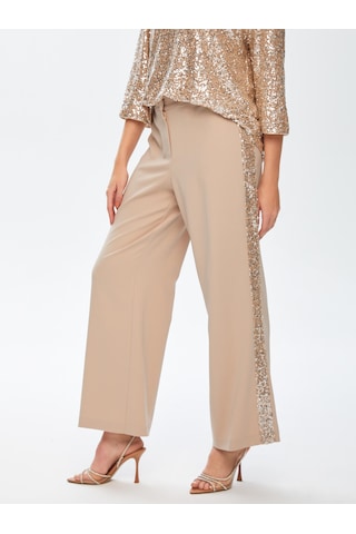 Faik Sönmez Yanı Payet Şeritli Wide Leg Fit Pantolon 69493 U6949334 Bej