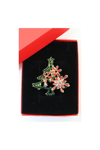 Zirkon Taşlı Cam Ağacı Broş. Yaka İğnesi Çam Ağacı Broş. Kadın Broş, Erkek Broş. Çam Ağacı Broş. Çok Renkli