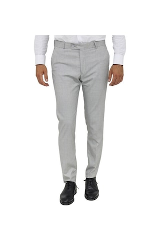 Wessi Slim Fit Kareli Kumaş Gri Erkek Pantolon Gri