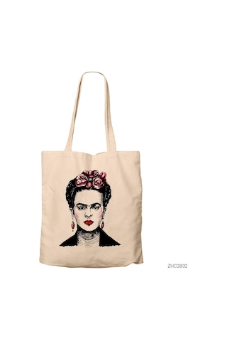 Frida Kahlo Portre - 5 Kanvas Bez Çanta Çok Renkli