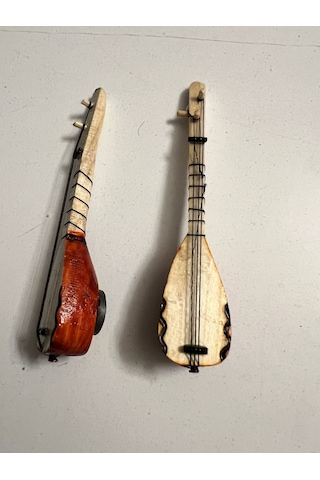 2 Adet Birden 10 Cm Magnetli Minyatür Saz Bağlama Buz Dolabı Süsü