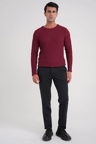 Efor Slim Fit Esnek Pamuklu Dokulu Kumaş Uzun Kollu Bordo Tişört Ts 934