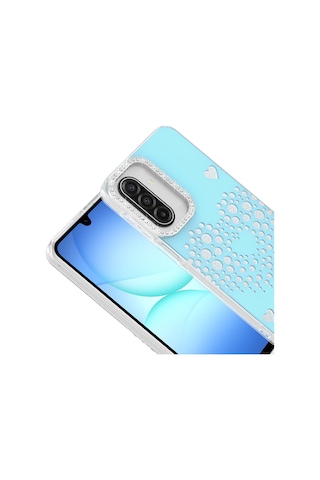 Maks Technology Samsung Galaxy Uyumlu A17 Kılıf Damla Taşlı Mkst Rivas Sert Pc Kapak - Mavi