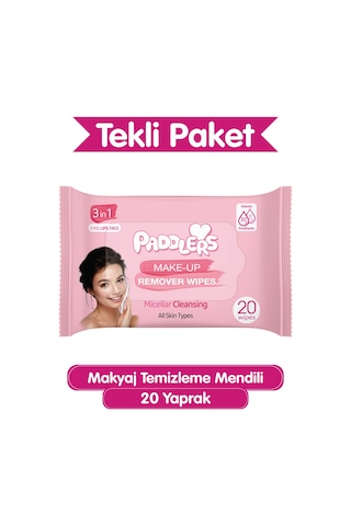 Paddlers 3'ü 1 Arada Makyaj Temizleme Mendili 20'li