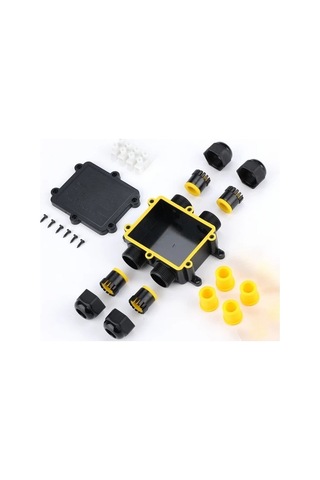 Fastbuy Tynoscco 4 Yollu M25 Açık Hava Konu Kutusu 4-8mm Kablo Bağlayıcı Siyah Dayanıklı Plastik