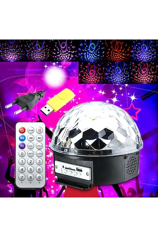 Küre Disko Topu Müzik Çalar Renkli Lazer Işıklı Bluetooth 5224