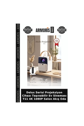 Delux Serisi Projeksiyon Cihazı Taşınabilir Ev Sineması T11 4k 1080p Salon Akış Oda