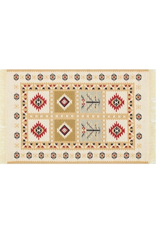 Red Yıkanabilir Çift Taraflı Modern Desenli Dokuma Kilim