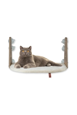Cam Yatağı Vantuzlu Kedi Cam Yatağı Pugalo Vantuzlu Yatak Krem