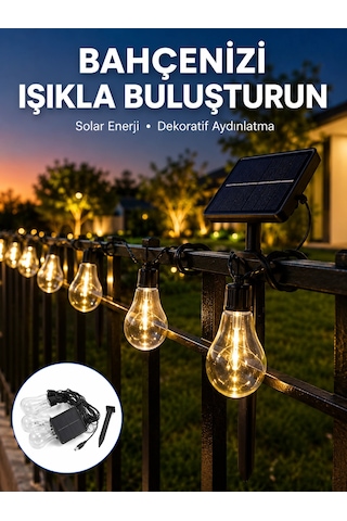 Mey İthalat Solar Led Ampul Işık Dış Mekan Bahçe Pergola Balkon Dekoratif Aydınlatma Belirtilmemiş