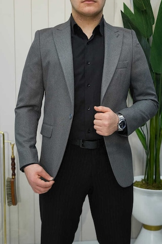 Bys Beystil Sivri Yaka Gri Ceket Simon- Slim Fit