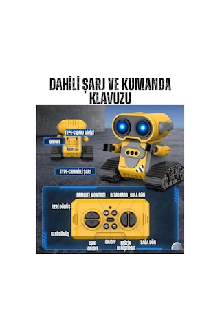 Kumandalı Ve El Sensörlü Sesli Müzikli Işıklı Premium İnteraktif Wall-e Robot Oyuncak 13x13x10 Cm
