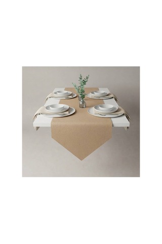 Kk Swords 4+1 Adet Deri Amerikan Servis+runner Set 4 Amerikan Servis -1 Runner Supla Decor Masa Decoru Bej