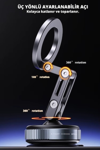 Wearfitpro W53 Alüminyum Alaşımlı Vantuzlu Telefon Tutucu 360 Döner Esnek Kol Cam Fayans Ahşap Ve Araç Uyumlu Gri