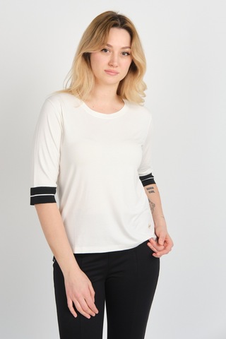Sistas Kadın Truvakar Kol Önü Kısa Arkası Uzun Çift Renk Kumaşlı Bluz 24031 Ekru Ekru