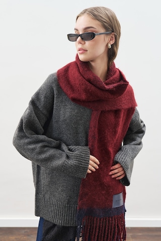 Şerit Detaylı Atkı Bordo Bordo