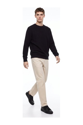 Mustang Siyah Erkek Bisiklet Yaka Relaxed Fitilli Sweatshirt M4wm-swt-1808