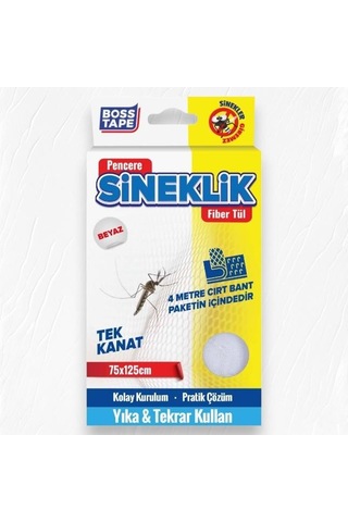 Boss Tape Pencere Cam Sineklik 75x125cm Cırt Bantlı