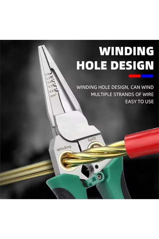 Geeksen 8-in-1 Elektrikçi Pense: Paslanmaz Çelik, Anti Kayma, Kablolu İstriyici, Kesici Ve Voltaj Testeri - Gri