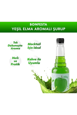 Bonfesta Yeşil Elma Aromalı Kahve ve Kokteyl Şurubu 750 ML