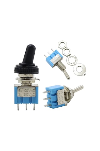 Mts-103 Mini Toggle Anahtar 3a 250v On/off/on 3 Pin 3 Pozisyon Su Geçirmez Başlık Kapak Endüstriyel Kontrol Otomobil