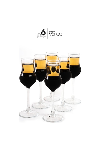 Mest 6 Adet Ayaklı Siyah Mat Kahve Yanı Su Bardağı Seti 95cc Siyah Mat