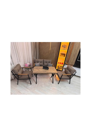 Houseart Balkon ,bahçe , Teras , Cafe ,salon , Metal Kanepe , Metal Kanepe Koltuk ,oturma Takımı 2-1-1 , Yemek Masası , Orta Masa Cappuccino