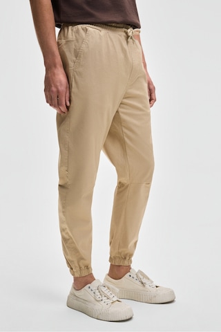 Jakob Erkek Dokuma Yıkamalı 4 Cepli Kalın Dokulu Paçası Lastikli Bej Pantolon