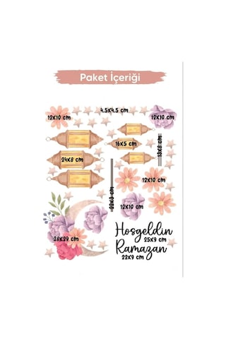 Sticker Hoş Geldin Ramazan Dekorlu Ahşap Kapı Süsü, Ramazan Süsleri, Sahur, İftar Genel
