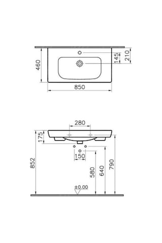 VitrA S20 Etajerli Seramik Lavabo 85 CM. Beyaz 5523B003-0001