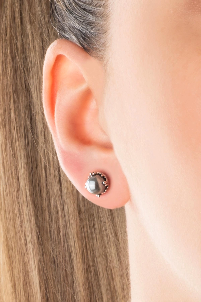 Verena 18 Ayar Beyaz Altın Kaplama Gümüş İnci Küpe Beyaz