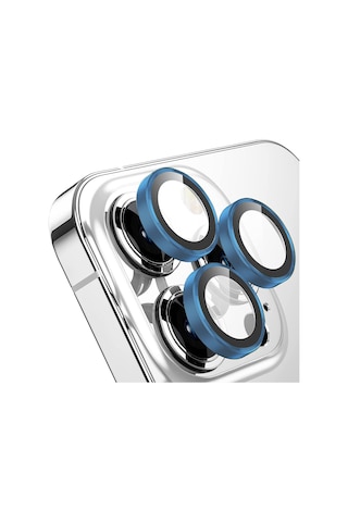 Buff Apple Uyumlu iPhone 14 Pro Max / 14 Pro Kamera Metal Lens Koruyucu Mavi