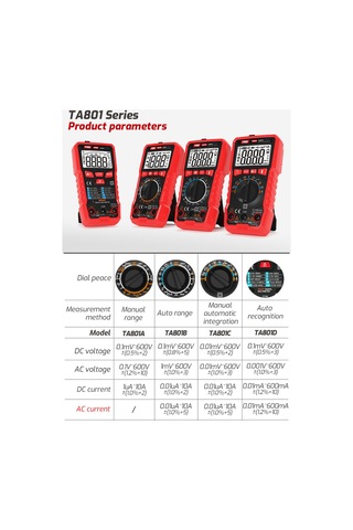 Reedark "profesyonel Tası Ta801c True Rms Otomatik Aralıklı Dijital Multimetre - Ncv, Ohm, Voltaj Ölçer"