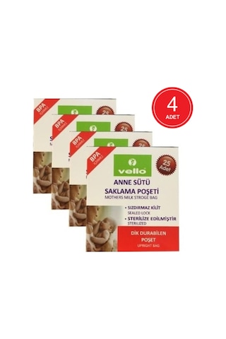 Vello Anne Sütü Saklama Poşeti 4 x 25 Adet
