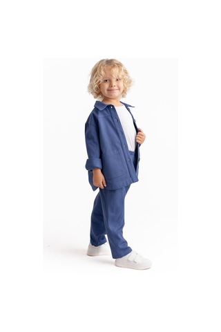 Unisex Gabardin Pantolon Mavi Mavi