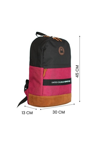 United Colors Of Benetton Üç Bölmeli Retro Erkek Çocuk Sırt Çantası - Siyah-kırmızı - Günlük Okul Seyahat Çok Renkli