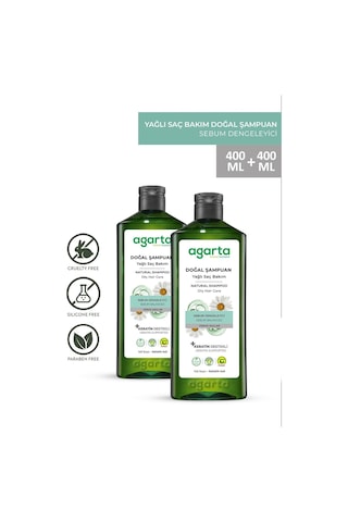 Agarta Yağlı Saçlar için Arındırıcı Tuzsuz Şampuan 2 x 400 ML