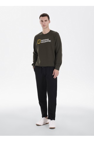 National Geographic N6wm-swt4322 Haki Relaxed Baskılı Erkek Sweatshirt