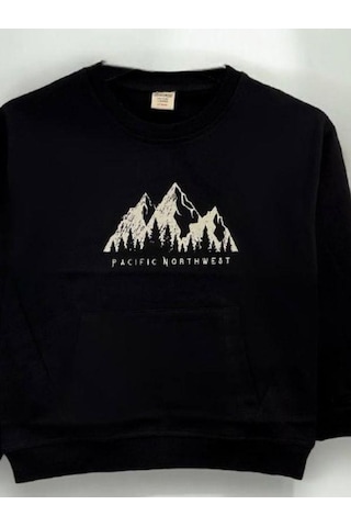 Zekids Erkek Çocuk Northwest Baskılı İnce Sweat-14236 Siyah